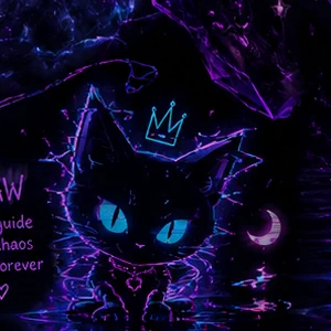 Stylized glitch-black cat portrait representing Claw